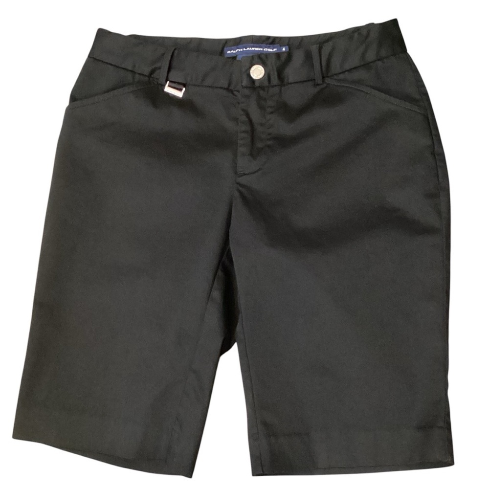 Ralph Lauren Golf Women’s Stretch Black Bermuda Shorts Mid-Rise, Size 4
